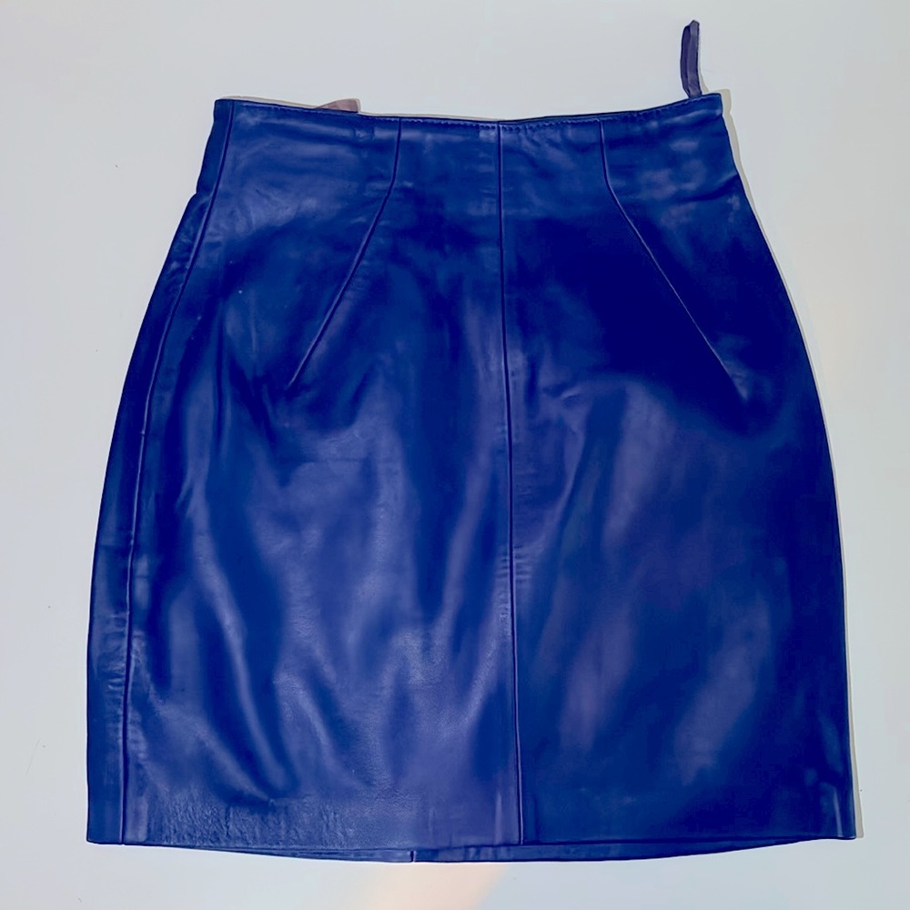 Michael Hoban Genuine Blue Leather Skirt